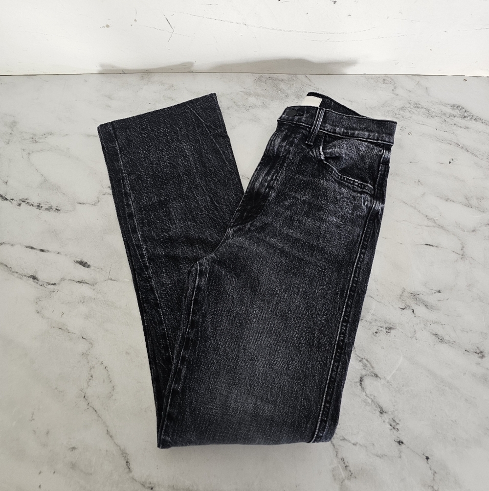 MOTHER Superior High Waisted Smokin' Double Heel Straight Leg Black Jeans 25 - Picture 3 of 11